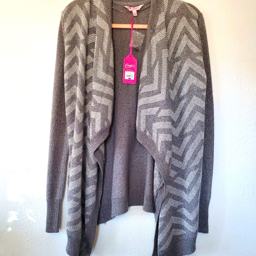 NWT Candie's Grey Open Front Cardigan